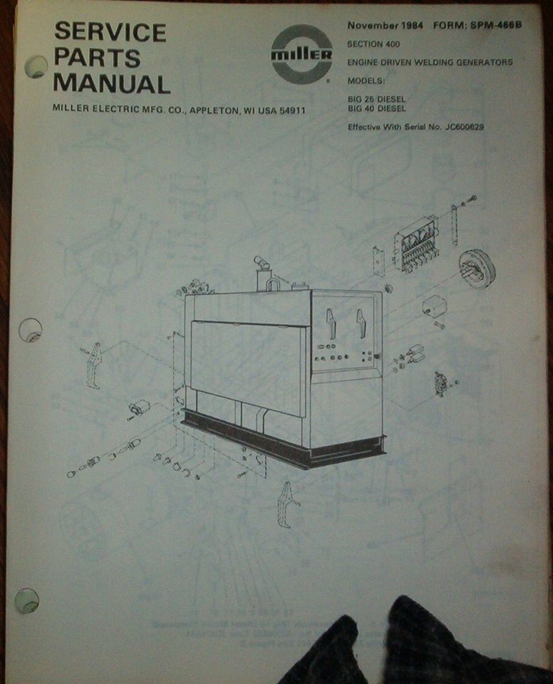 Miller Big 25 Big 40 Welder Generator Parts & Schematics Catalog 