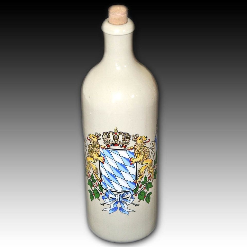   GERMAN MKM STONEWARE 0.75L GIN LIQUOR BOTTLE CROCK COAT OF ARMS