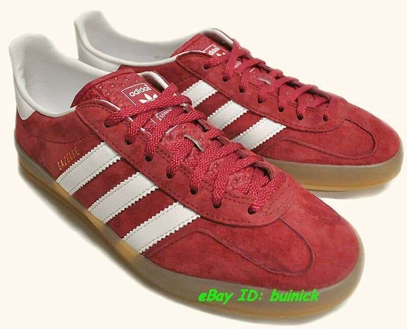 ADIDAS GAZELLE INDOOR Red White Suede Gum nubuck vintage new UK9.5