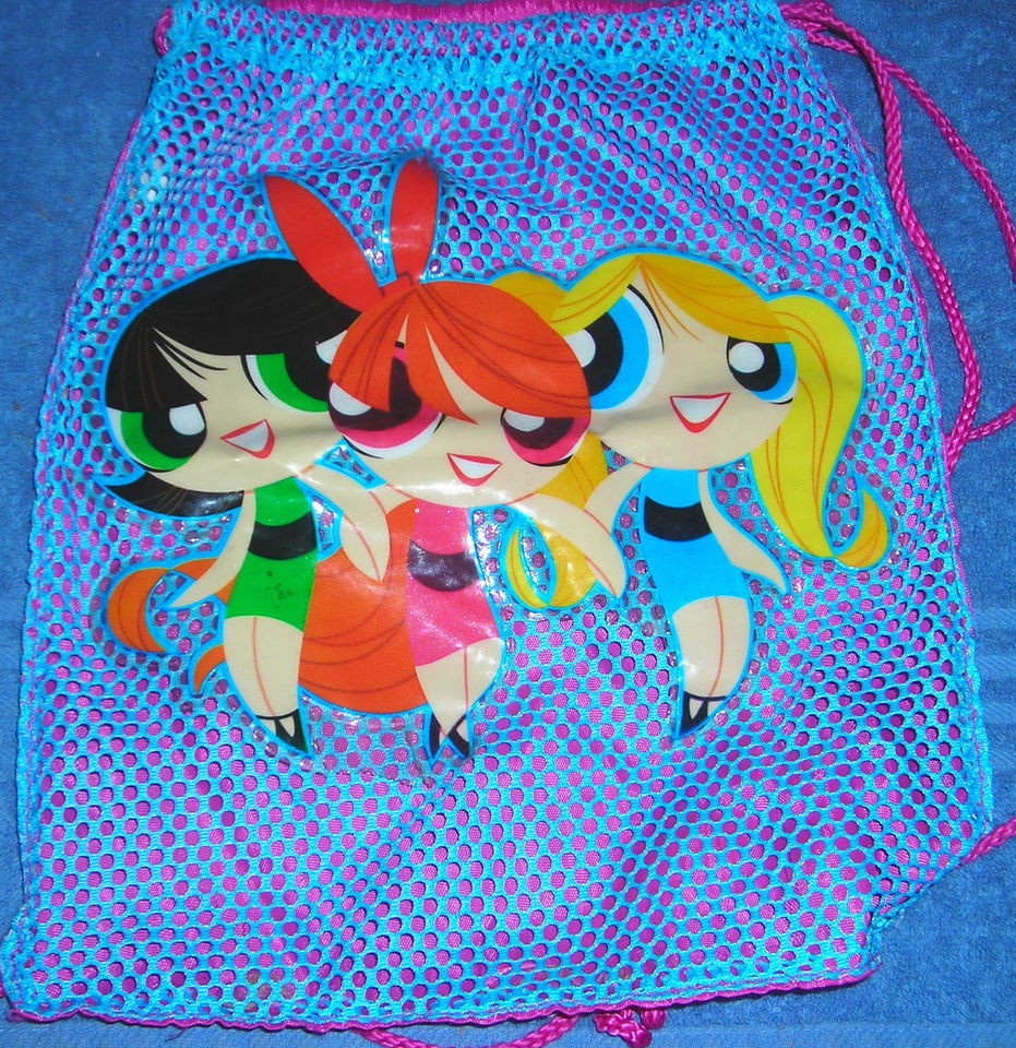 POWERPUFF GIRLS BLOSSOM BUTTERCUP BUBBLES 12 X 10 NYLON PULLSTRING 