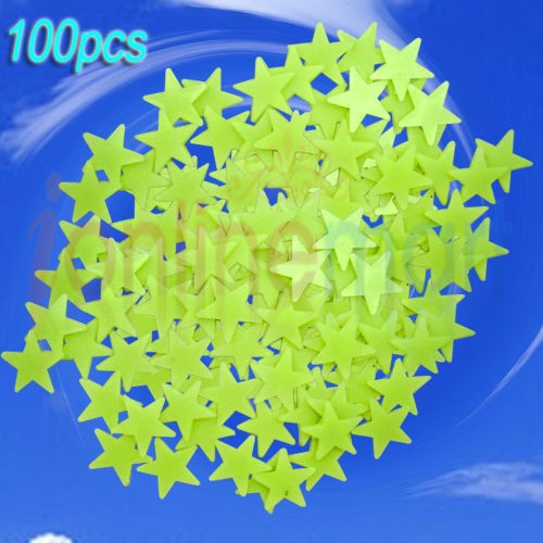 100X GLOW IN THE DARK STARS STICKERS BABY ROOM NURSERY