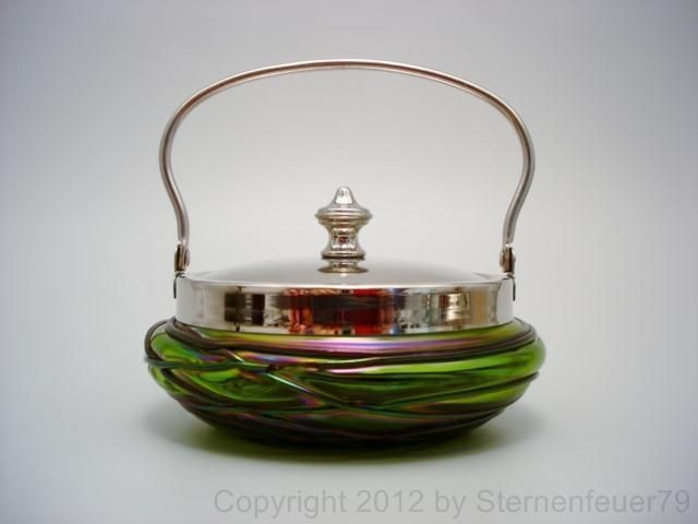 TOP art nouveau IRIDESCENT banded glass jar PALLME KOENIG loetz kralik 