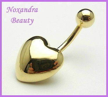   Heart Gold Plated 316L Steel Navel Belly Ring Body Piercing Jewelry