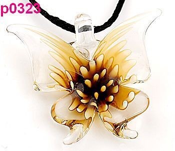   Lifelike Butterfly art lampwork murano glass pendant necklace p0323