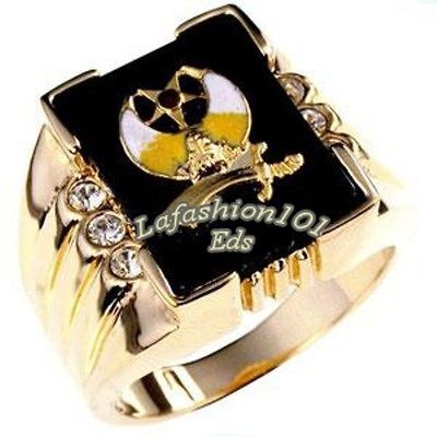 18k Gold EP Plated the Shriners Symbol center Mens great ring size 9 