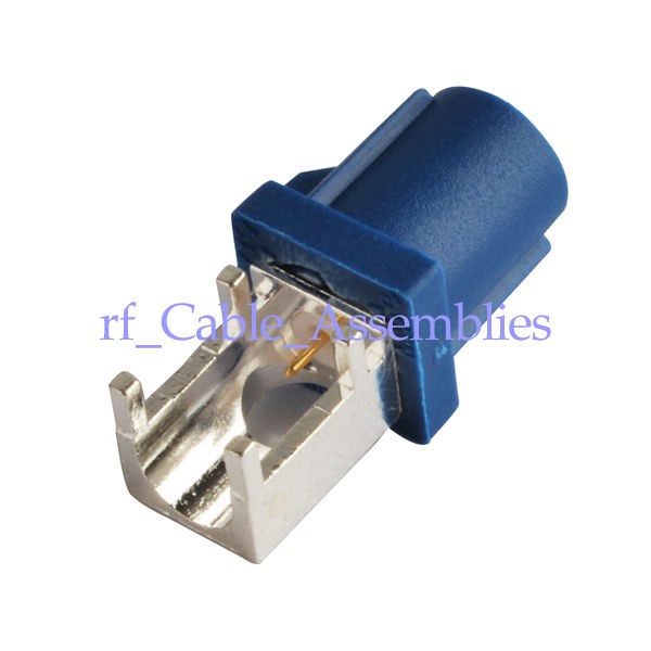 GPS telematics or navigation Fakra Plug End Launch PCB mount RA Blue