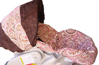 INFANT CAR SEAT COVER PINK PAISLEY PATTERN FOR GRACO, PEG PEREGO AND 