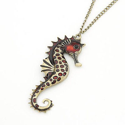 HOT SALE Style Fashion 1pcs Red Sea Horse Pendant Costume Necklace 