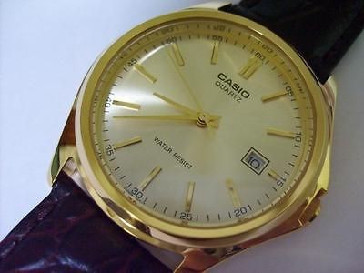 Vintage Retro CASIO Gold Tone Men Size Date Classic Analogue Watch