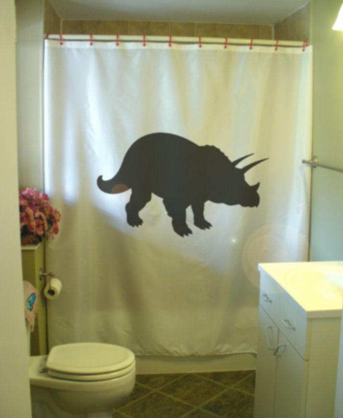 Shower Curtain triceratops dinosaur frill 3 horns three