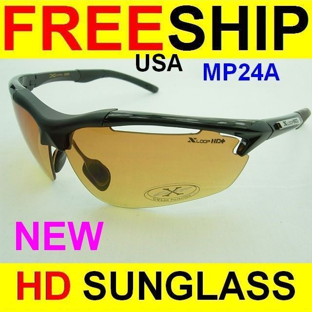 HD SUN GLASSES SPORT VISION FREE SHIP USA NEW BASEBALL AMBER BLUE 