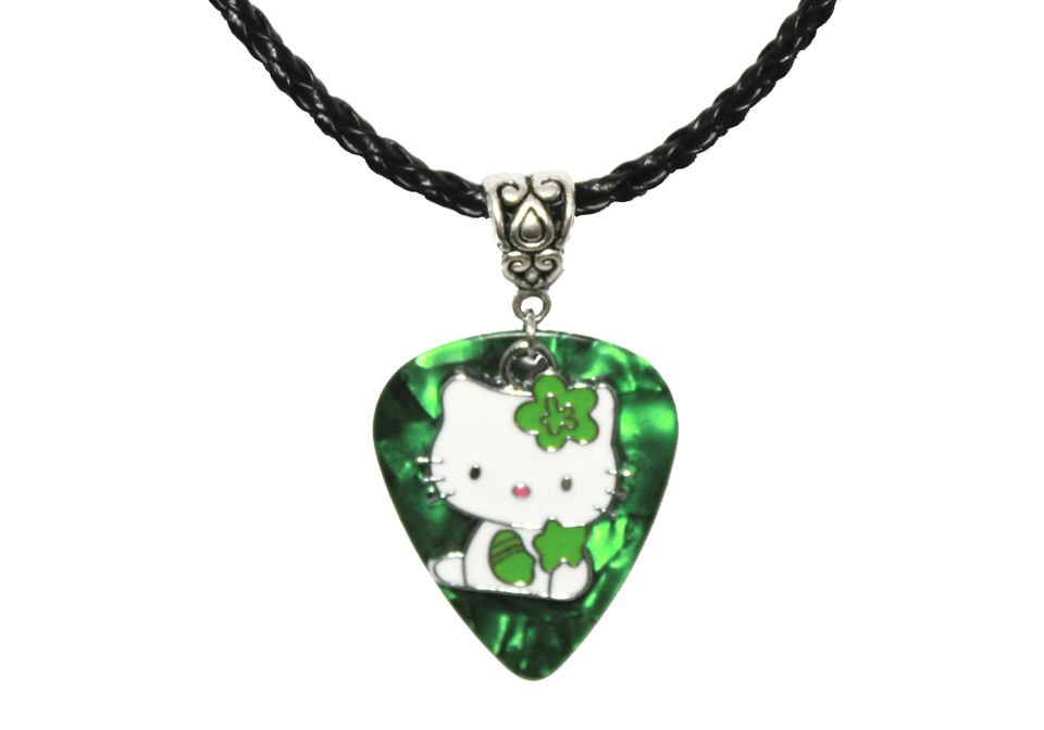   Fender GUITAR PICK Enamel HELLO KITTY Charm Pendant & Leather Necklace