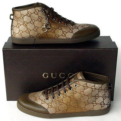 GUCCI New Womens Sneakers Shoes sz 40 G   10.5 Guccissima GG High Top 