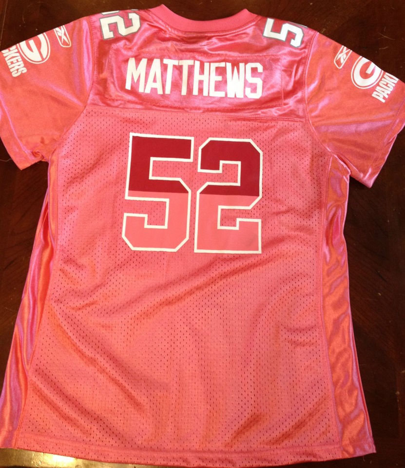 Clay Matthews Womens Pink NWT Green Bay Packers Jersey Large L