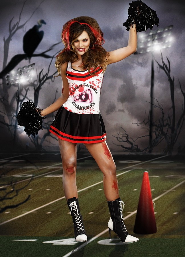 Halloween Light Up Zombie Cheerleader Costume Women Adult