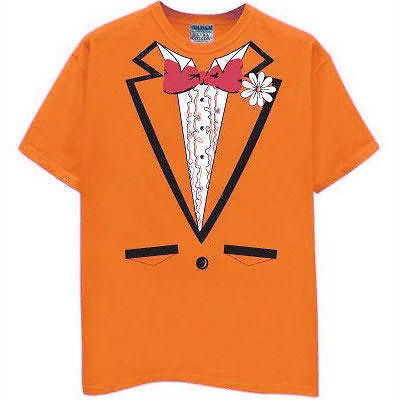 ORANGE TUX TUXEDO T SHIRT tie psy dumb and dumber costume gangnam 