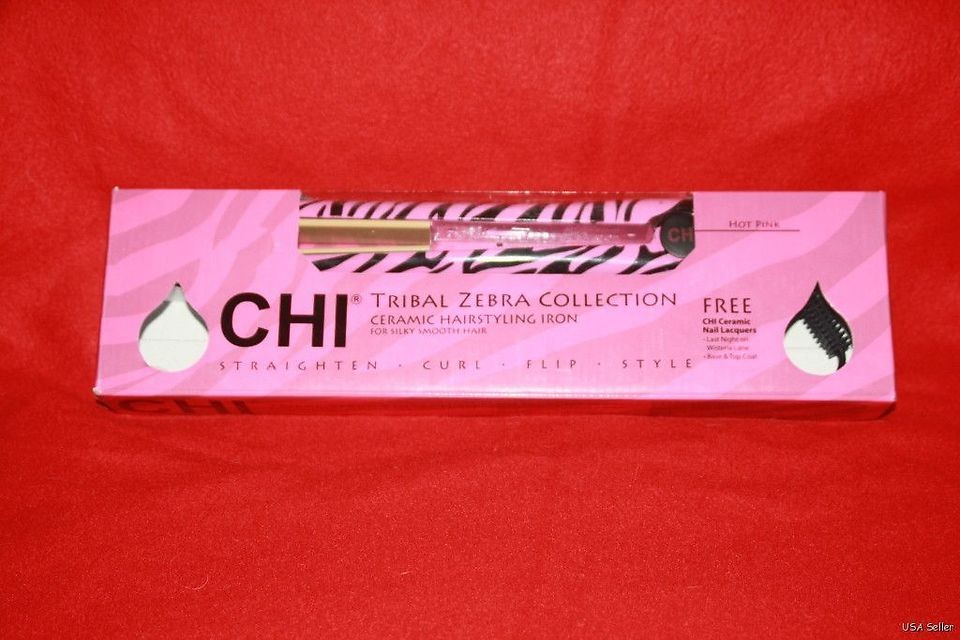 Chi Zebra Hot Pink Tribal Collection 1 Hair Straightening Flat Iron