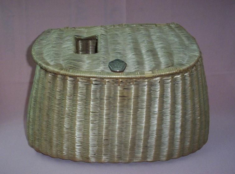 ANTIQUE FISHING CREEL Basket FINE TIGHT WEAVE LARGE