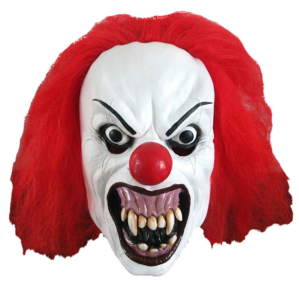   EVIL HORROR PENNYWISE CLOWN LATEX HALLOWEEN COSTUME MASK WITH RED WIG
