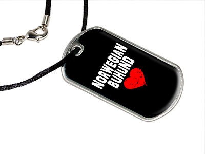 Norwegian Buhund Love   Black   Military Dog Tag Black Satin Cord