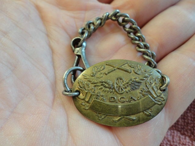 WWI Era Artillery D.C.A. Watch Fob & Chain