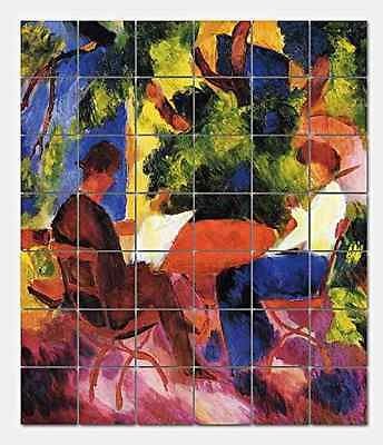 Macke Couple at a table Ceramic Mural Backsplash Kitchen 48x56 in