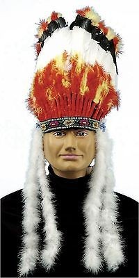 Big Chief Headdress Native American Tribal Leader Indian Mens Costume 