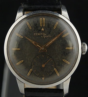 Rare Vintage 1950s Zenith Sporto Watch Cal. 40 All Stainless Steel 