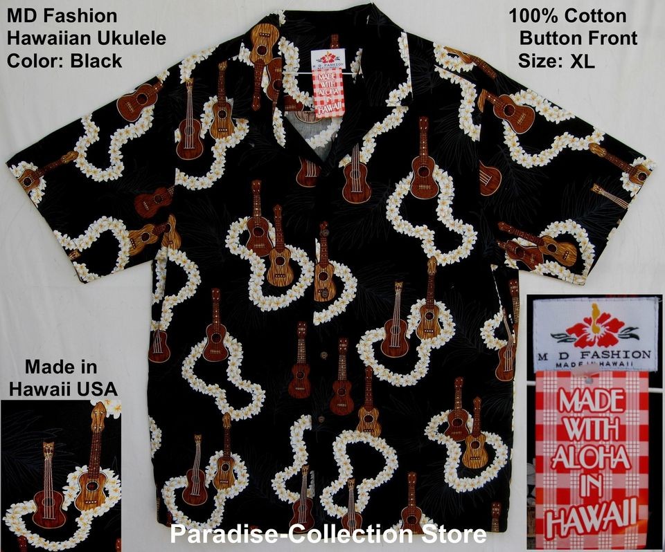 NEW HAWAIIAN ALOHA SHIRT UKE ALOHA SHIRT KOA KAMAKA GUITAR UKULELE USA 