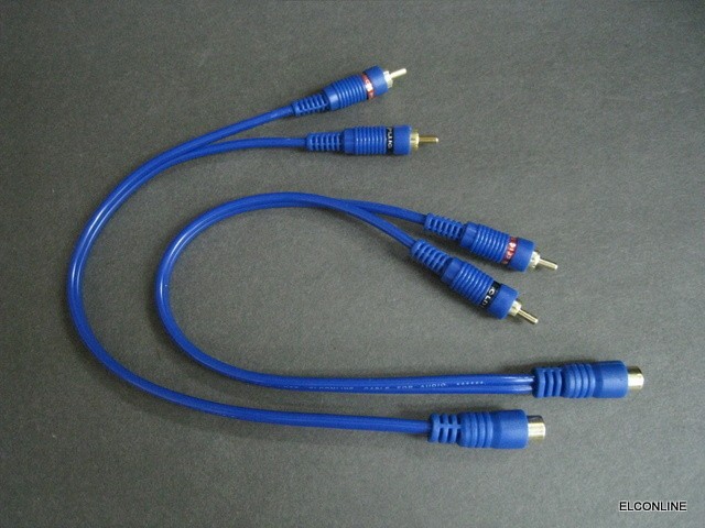 A4 RCY 1 Female to 2 Male Y Adapter RCA Cables 2 pcs