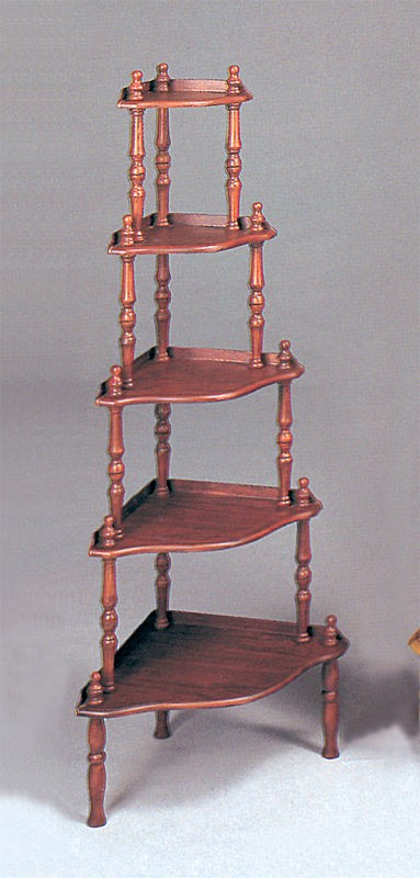 Cherry 5 Tier French Corner Etagere Display Shelving