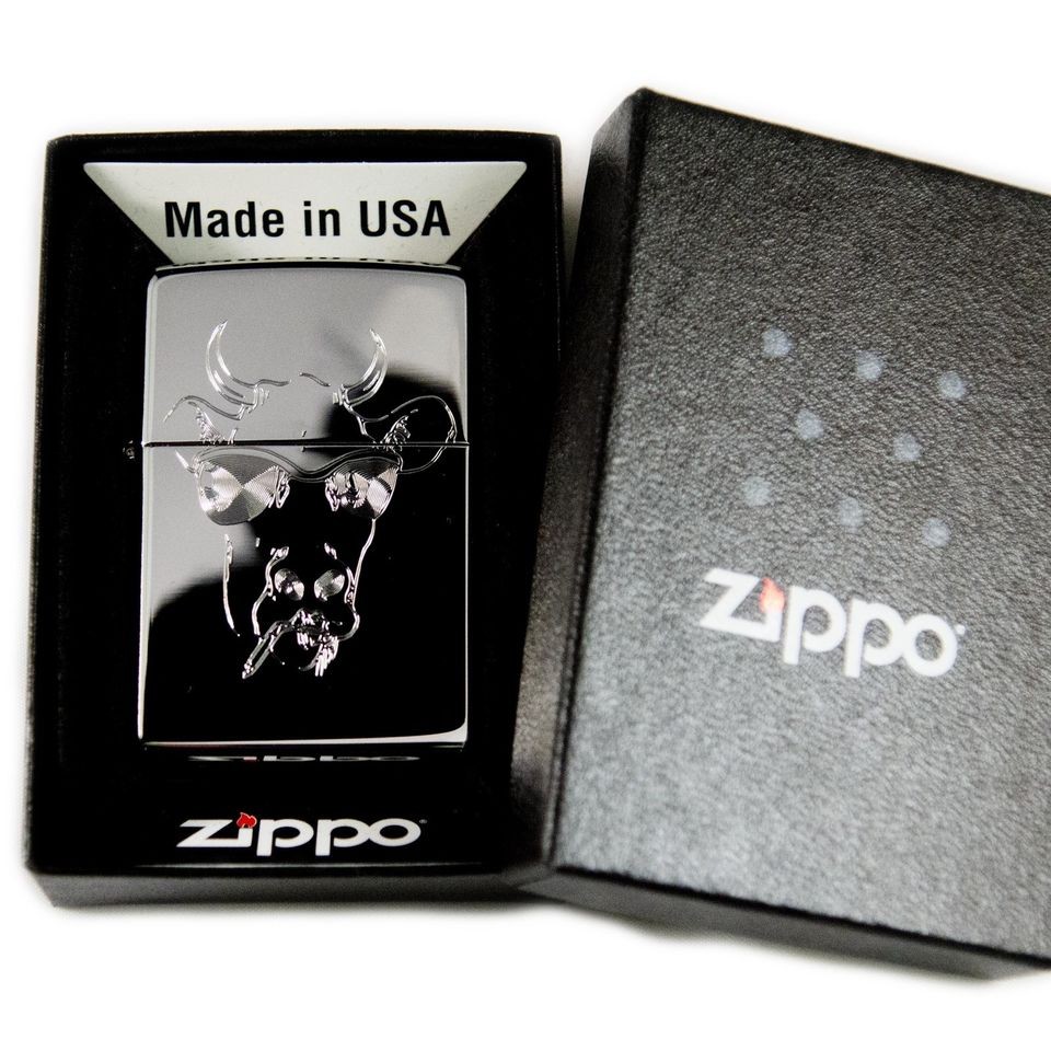 Lighter   Joe Cool the Bull Zippo 250 High Polish Chrome