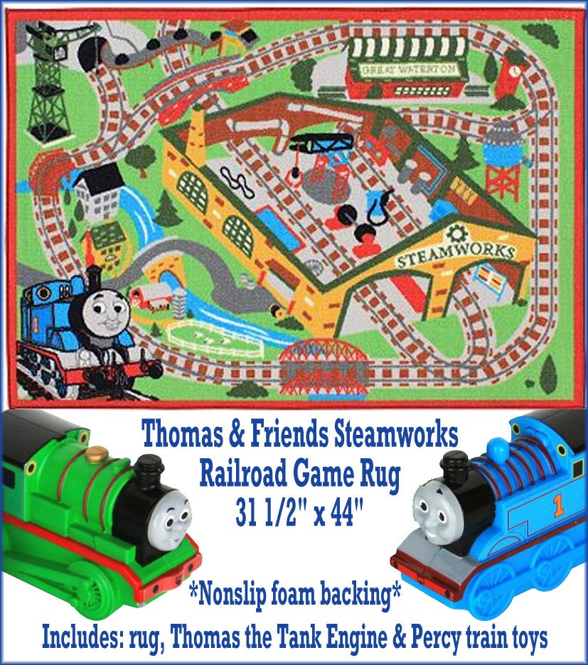   & Friends Steamworks Railroad Game Rug W/ Thomas & Percy Train Toys