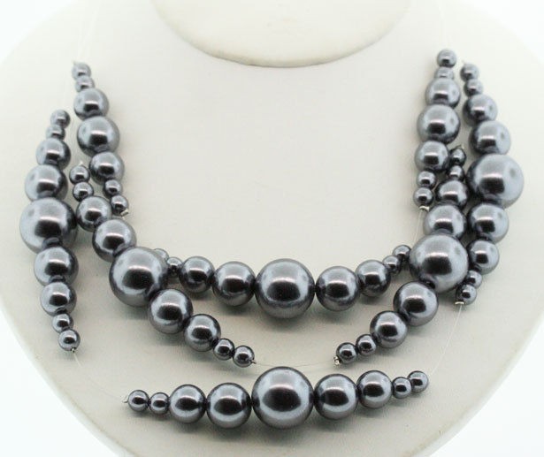 CHICOS CORRINE 3 Strand ILLUSION NECKLACE ~ Gray