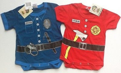 PERSONALIZED ONESIES (FRONT PRINTED TO APPEAR AS POLICE OR FIREMAN 