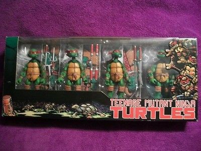 TEENAGE MUTANT NINJA TURTLES NECA BOXED SET MIB TMNT ALL 4 TURTLES