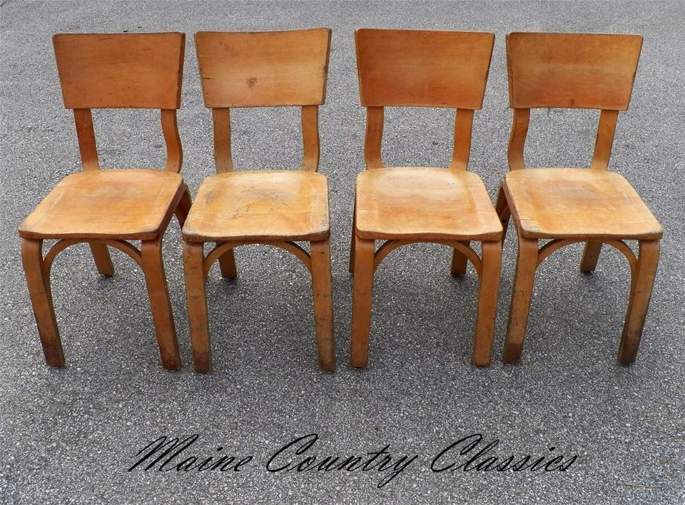 Vintage SET of 4 MID CENTURY MODERN BENTWOOD THONET CHAIRS Retro