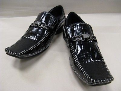 New Arrivals Mens Black Fiesso Slipon Patent Leather w/Stitching 