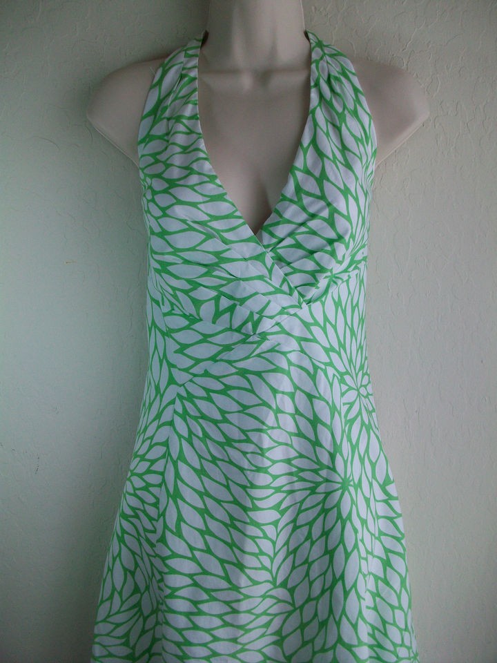 YVES COSSETTE DEPECHE MODE LNC green white cotton halter dress 4