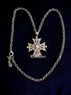 Celtic Russian Aurora Borealis diamnd Cross necklace 7L