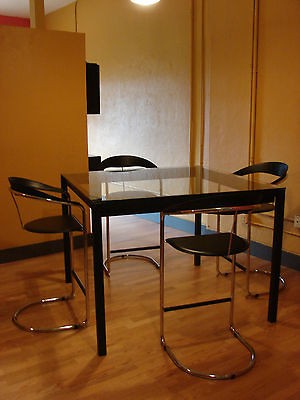   HIGH TABLE DINING/CONFERE​NCE SET WITH (4) BREUER ESQUE BAR CHAIRS