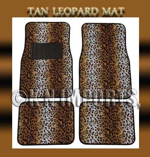 CAR TRUCK VAN SUV SAFARI TAN LEOPARD FLOOR MATS FOR FRONT & REAR 4 PCS 