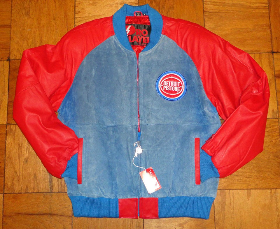   Detroit Pistons Pro Player Leather Suede Jacket Bad Boys Pelle