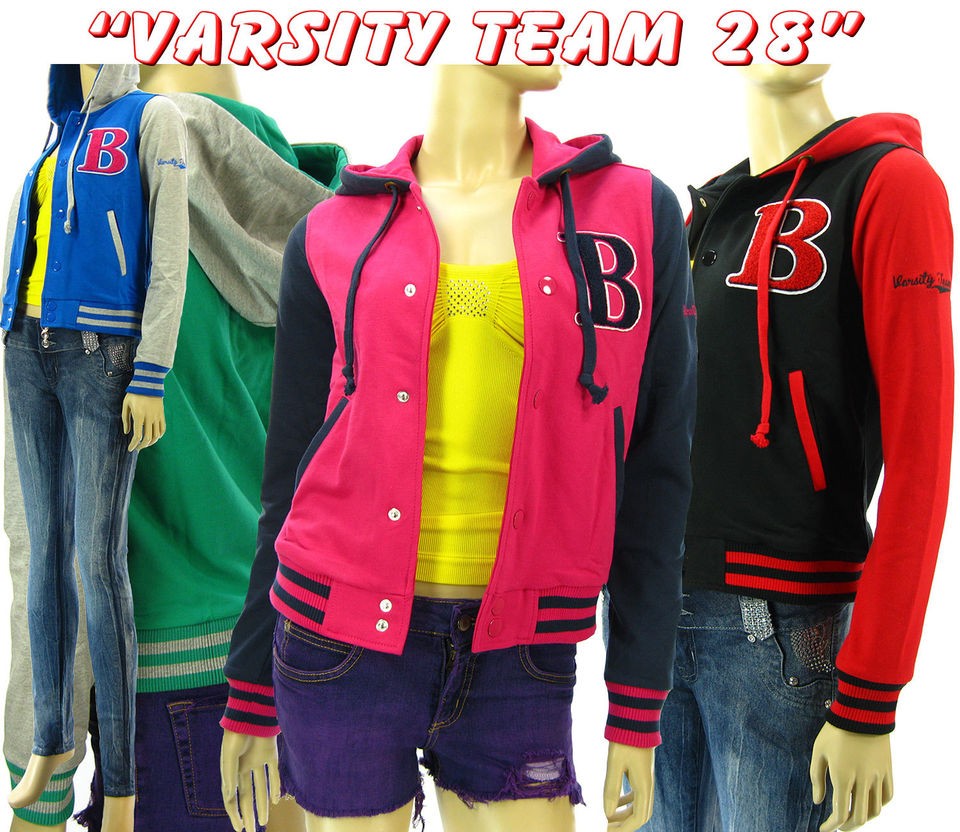   Love Tree Hooded VARSITY TEAM 28 Letters Baseball Jacket Patch B