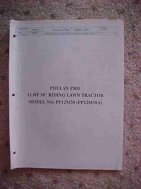 1991 Poulan PP12M38 Riding Lawn Tractor Parts List x