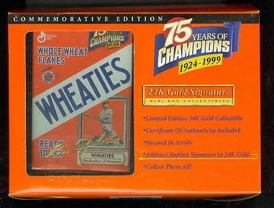 Lou Gehrig Wheaties 75th Mini Box 24 KT Gold Auto NIB