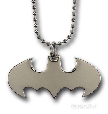 BATMAN DARK KNIGHT RISES 2012 BEGINS DIE CUT SILVER FINISHING NECKLACE 