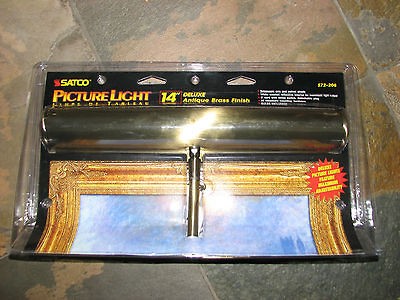 New Satco 14 Antique Brass Picture Light 8 Cord Telescopic Arm Bulb 