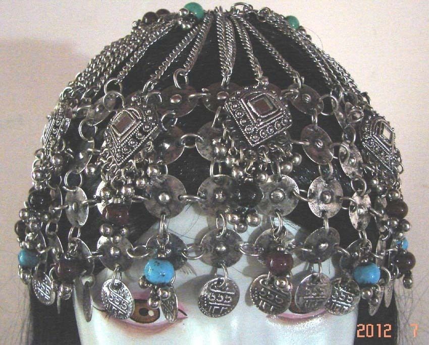 KUCHI BELLY DANCE HEAD PIECE TIARA HAT CAP BANJARA TRIBAL GYPSY BOHO 