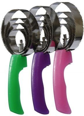 PURPLE Round Curry Comb Shedding Brush Stainless Steel 4 blades Horse 